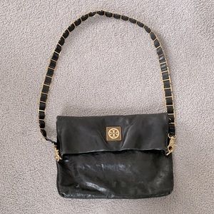 Classic Tory Burch Foldover Crossbody, Black